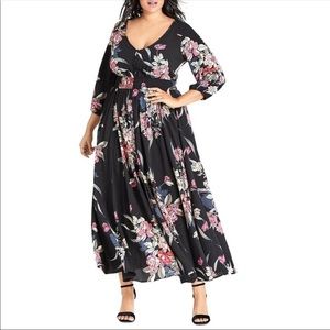 City Chic XXL/24 Black Misty Floral Dress NWT BS10